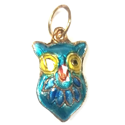 ENAMEL OWL 14X24MM TEAL